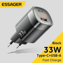 Charger Essager 'GaN Ling' black 33W (PD / QC3.0) with LED display