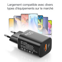 Charger Essager 'Journey' black 30W (PD / QC3.0)