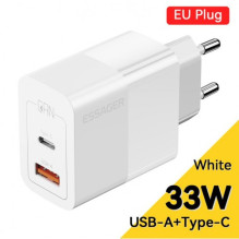 Įkroviklis Essager 'GaN Pinson' baltas 33W (PD / QC3.0)