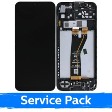 Ekranas skirtas Samsung A145F A14 4G (non EU) juodas su rėmeliu (Service Pack)