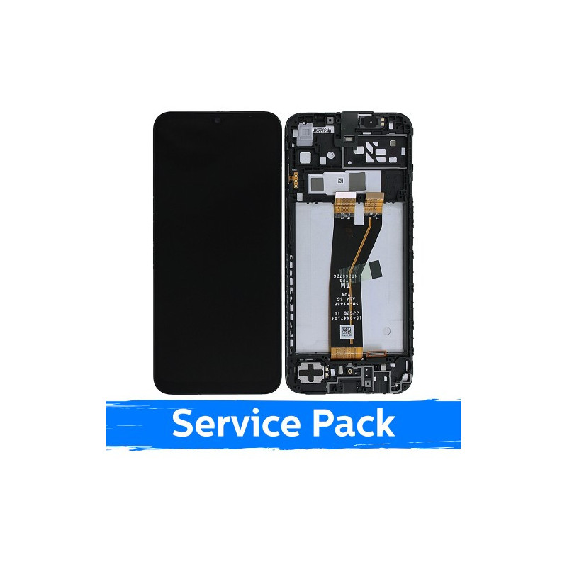 Ekranas skirtas Samsung A145F A14 4G (non EU) juodas su rėmeliu (Service Pack)