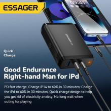 Charger Essager 'Peak 2' black 140W (2xPD / QC3.0)