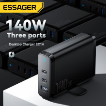 Charger Essager 'Peak 2' black 140W (2xPD / QC3.0)