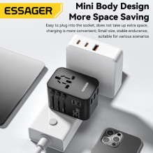 Charger Essager 'Travel Global 1' black 35W (2xPD / 3xQC3.0) (suitable for EU / US / UK)