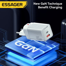 Įkroviklis Essager 'Zhiqi GaN' melsvas 45W (PD / QC3.0)