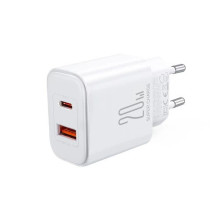 Įkroviklis Joyroom 'JR-TCF05' baltas 20W (1xPD 1xQC3.0) + 'Type-C / Lightning' 100cm laidas Įkroviklis Joyroom 'JR-TCF05' baltas 20W (1xPD 1xQC3.0) + 'Type-C / Lightning' 100cm laidas