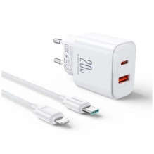 Charger Joyroom 'JR-TCF05' white 20W (1xPD 1xQC3.0) + 'Type-C / Lightning' 100cm cable Charger Joyroom 'JR-TCF05' white 20W (1xPD 1xQC3.0) + 'Type-C / Lightning' 100cm cable