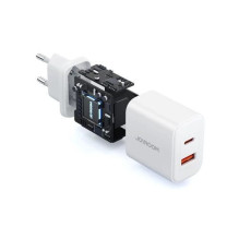 Įkroviklis Joyroom 'JR-TCF05' baltas 20W (1xPD 1xQC3.0) + 'Type-C / Lightning' 100cm laidas Įkroviklis Joyroom 'JR-TCF05' baltas 20W (1xPD 1xQC3.0) + 'Type-C / Lightning' 100cm laidas