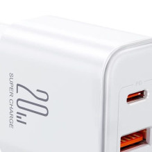 Charger Joyroom 'JR-TCF05' white 20W (1xPD 1xQC3.0) + 'Type-C / Lightning' 100cm cable Charger Joyroom 'JR-TCF05' white 20W (1xPD 1xQC3.0) + 'Type-C / Lightning' 100cm cable