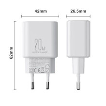 Charger Joyroom 'JR-TCF05' white 20W (1xPD 1xQC3.0) + 'Type-C / Lightning' 100cm cable Charger Joyroom 'JR-TCF05' white 20W (1xPD 1xQC3.0) + 'Type-C / Lightning' 100cm cable