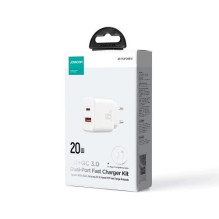 Charger Joyroom 'JR-TCF05' white 20W (1xPD 1xQC3.0) + 'Type-C / Lightning' 100cm cable Charger Joyroom 'JR-TCF05' white 20W (1xPD 1xQC3.0) + 'Type-C / Lightning' 100cm cable