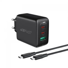 Įkroviklis Acefast 'A13' juodas 65W (2xPD / 1xQC3.0) + 'Type-C / Type-C' 120cm laidas