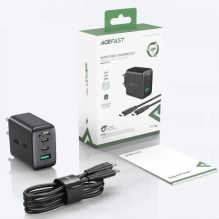 Įkroviklis Acefast 'A13' juodas 65W (2xPD / 1xQC3.0) + 'Type-C / Type-C' 120cm laidas