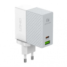 Charger LDnio 'A2620C' white 65W (PD / QC3.0) + 'Type-C / Type-C' 100cm cable