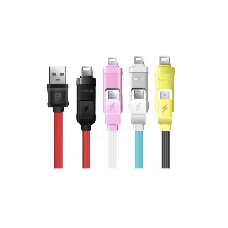 USB cable Remax 'International' RC-27 yellow 2in1 'MicroUSB / Lightning' 100cm