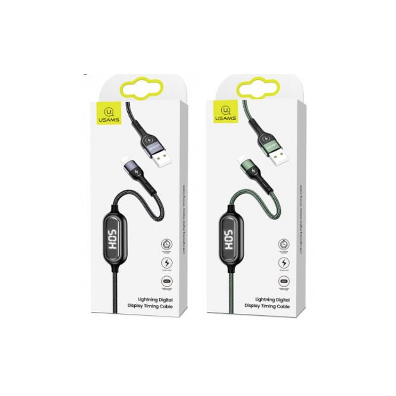 USB cable USAMS 'SJ423 - U48' green 'Lightning' 120cm (with current measurement)