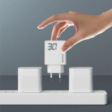 Charger Dudao 'A30EUL' white 30W (1xPD / 1xQC3.0) + 'Type-C / Lightning' cable