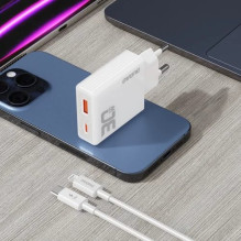 Charger Dudao 'A30EUL' white 30W (1xPD / 1xQC3.0) + 'Type-C / Lightning' cable