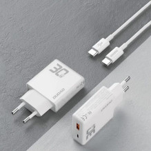 Charger Dudao 'A30EUT' white 30W (1xPD / 1xQC3.0) + 'Type-C / Type-C' cable