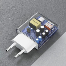 Charger Dudao 'A30EUT' white 30W (1xPD / 1xQC3.0) + 'Type-C / Type-C' cable