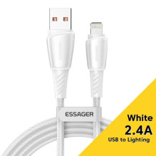 USB Kabelis Essager 'Rain' baltas 'Lightning' 200cm USB Kabelis Essager 'Rain' baltas 'Lightning' 200cm