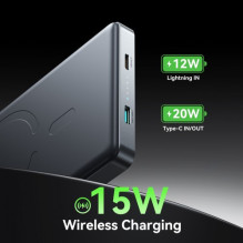 External battery Joyroom 'JR-PBM08 Pro' gray 10000mAh (Wireless Charge 15W / PD 20W)