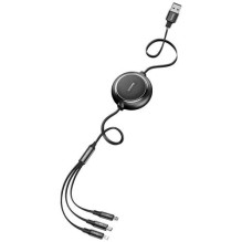 USB Kabelis Baseus '3in1' juodas 35cm / 120cm