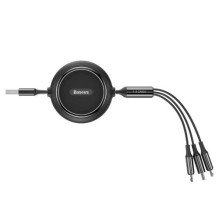 USB Kabelis Baseus '3in1' juodas 35cm / 120cm