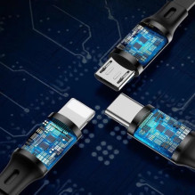 USB Cable Baseus '3in1' black 35cm / 120cm USB Cable Baseus '3in1' black 35cm / 120cm