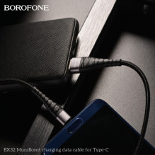 USB Kabelis Borofone 'BX32' juodas 'Type-C' 100cm (iki 5A) USB Kabelis Borofone 'BX32' juodas 'Type-C' 100cm (iki 5A)