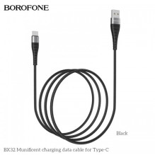 USB Cable Borofone 'BX32' black 'Type-C' 100cm (up to 5A)