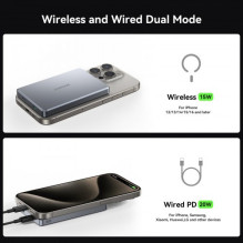 External battery Joyroom 'JR-PBM08 Pro' titanium gray 10000mAh (Wireless Charge 15W / PD 20W)
