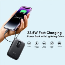 Išorinė baterija Joyroom 'JR-PBF18' juodas 10000mAh 22.5W (PD / QC3.0) + integruotas Lightning laidas + Type-C laidas Išorinė baterija Joyroom 'JR-PBF18' juodas 10000mAh 22.5W (PD / QC3.0) + integruotas Lightning laidas + Type-C laidas