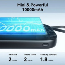 Išorinė baterija Joyroom 'JR-PBF18' juodas 10000mAh 22.5W (PD / QC3.0) + integruotas Lightning laidas + Type-C laidas Išorinė baterija Joyroom 'JR-PBF18' juodas 10000mAh 22.5W (PD / QC3.0) + integruotas Lightning laidas + Type-C laidas