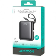 External battery Joyroom 'JR-PBF27' black 10000mAh 22.5W (PD / QC3.0) + integrated Type-C / Lightning cable External battery Joyroom 'JR-PBF27' black 10000mAh 22.5W (PD / QC3.0) + integrated Type-C / Lightning cable