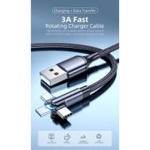 USB Kabelis Essager 'Universal' (180' kampu) raudonas 'Type-C' 100cm (iki 3A)
