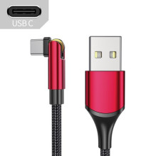 USB Kabelis Essager 'Universal' (180' kampu) raudonas 'Type-C' 200cm (iki 3A)