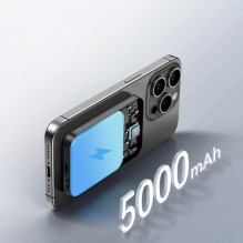 External battery Joyroom 'JR-W020 Mini' black 5000mAh 20W (Wireless Charge) + Type-C / Type-C cable