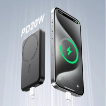 External battery Joyroom 'JR-W020 Mini' black 5000mAh 20W (Wireless Charge) + Type-C / Type-C cable