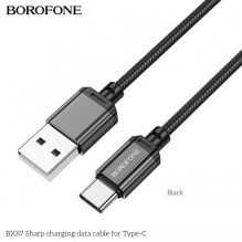USB Kabelis Borofone 'BX87' juodas 'Type-C' 100cm