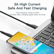 USB Cable Essager 'Rous' black 'Lightning' 100cm with LED indicator
