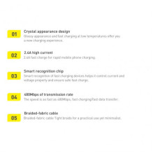USB Cable Baseus 'Crystal Shine' purple 'Lightning' 120cm USB Cable Baseus 'Crystal Shine' purple 'Lightning' 120cm