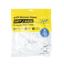 Flat network cable S / STP CAT8 PNI U8200W 2 x RJ45, 4 pairs of wires, 28AWG, 20m and Sticky Pad Blue included