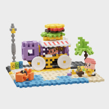 Constructor - Marioinex Mini Waffle Building Blocks Food Cart 148 Pieces.