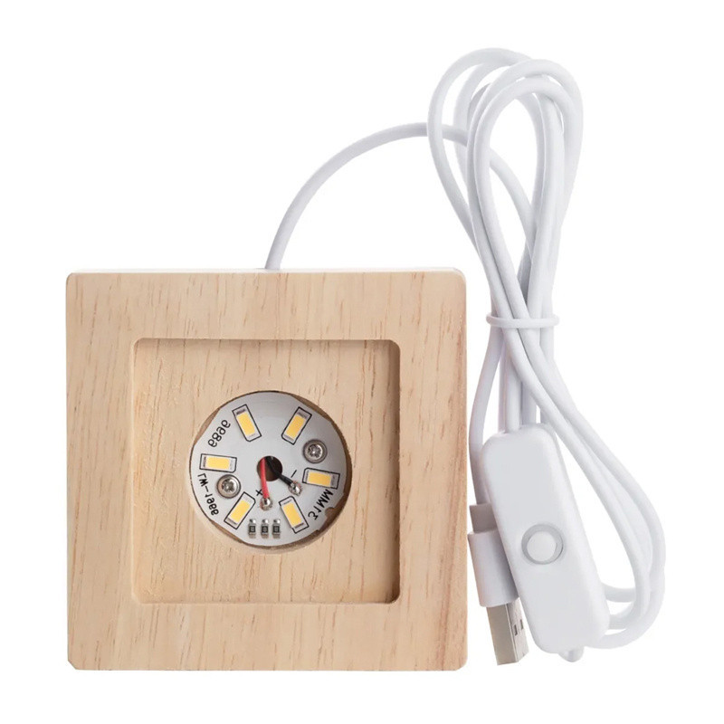 LED Stovas - XTOOL K9 Cube Medinė Bazė su Šilta Apšvietimu 8x5 cm