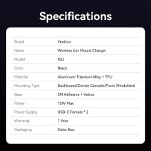 MOBILIOJO ĮKROVIKLIS AUTOMOBILIUI MAGNETINIS / WRL JUODAS KSJB0 VENTION