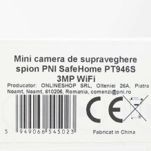 Mini spy surveillance camera PNI SafeHome PT946S 3MP, WiFi 2.4GHz, 1200mAh battery, microSD slot, dedicated application