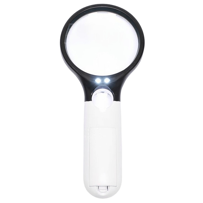 Palielināmais stikls ar LED apgaismojumu, lēcas 75 / 22mm, palielinājums 3x / 45x
