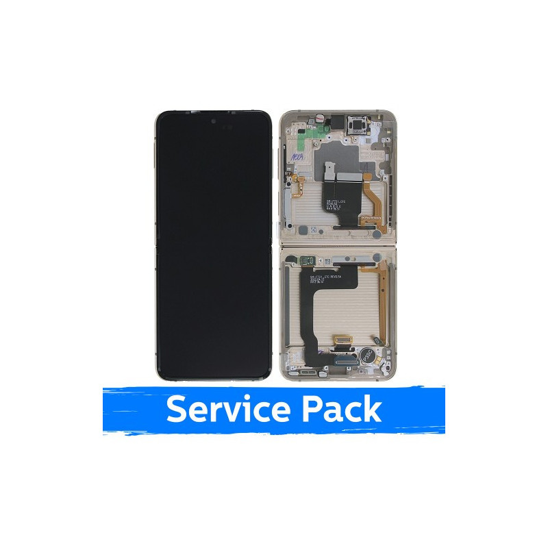 Screen for Samsung F721 Z Flip4 (INNER) with frame / Yellow / (Service Pack)