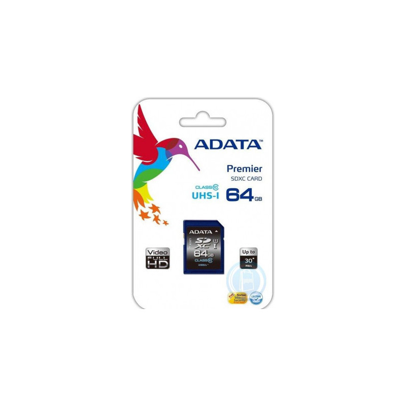 Adata ASDX64GUICL10-R 64GB SDHC UHS-I 10 klasės atmintis